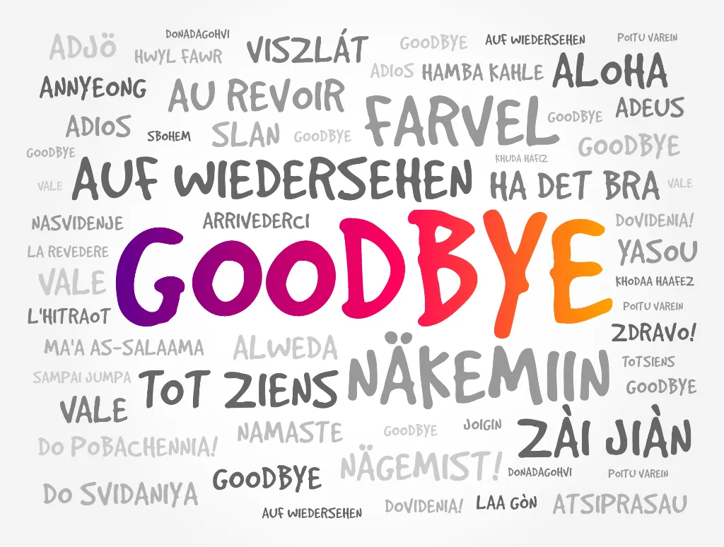 Goodbye in verschiedenen Sprachen - Grafik.